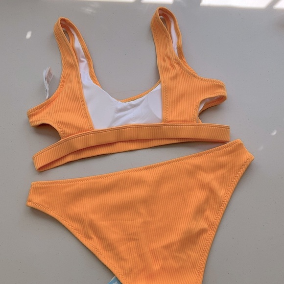 Cupshe Bikini Set Swimsuit Ribbed Orange Size Medium - Picture 6 of 7